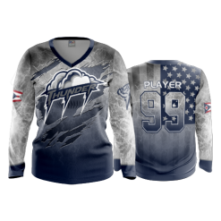 2987 FD Womens V-Neck Longsleeve THUNDER-BASEBALL-NAVY