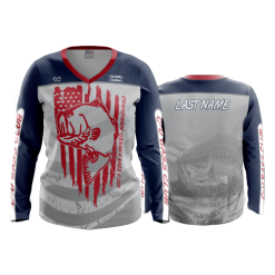 2955 FD Womens V-Neck Longsleeve URBANA-RED-NAVY