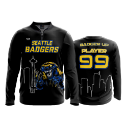 2691 FD Quarter Zip Batting Jacket LS SEATTLE-HONEY-BADGERS-QUARTER-ZIPS