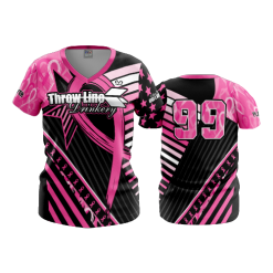 2386 FD Womens V-Neck THROWLINE-DRINKERY-PINK-RIBBON