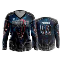 POP SLOW FD Womens V-Neck Longsleeve AMERICA-IS-BACK