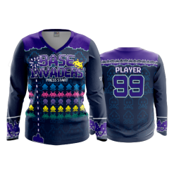 POP SLOW FD Womens V-Neck Longsleeve BASE-INVADERS-2021