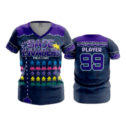 POP SLOW FD Womens V-Neck BASE-INVADERS-2021