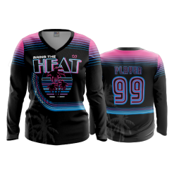 POP SLOW FD Womens V-Neck Longsleeve BRING-THE-HEAT