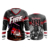 POP SLOW FD Womens V-Neck Longsleeve FIRE-2021-STATION-NUMBER