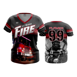 POP SLOW FD Womens V-Neck FIRE-2021-STATION-NUMBER