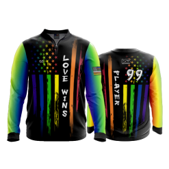 POP SLOW FD Quarter Zip Batting Jacket LS LOVE-WINS-2021