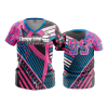 2386 FD Womens V-Neck THROWLINE-DRINKERY-PINK-BLUE-RIBBON