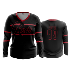 2908 FD Womens V-Neck Longsleeve REDS-BLACK