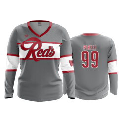 2908 FD Womens V-Neck Longsleeve REDS-CHARCOAL