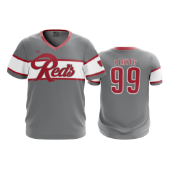 2908 FD Sport V-Neck MENS REDS-CHARCOAL