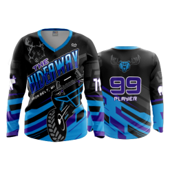 464 FD Womens V-Neck Longsleeve THE-HIDEAWAY-FLO-PURP-FLO INK + $5