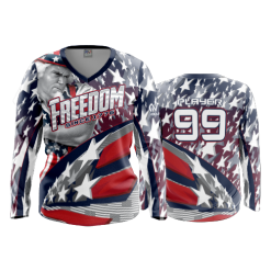 3085 FD Womens V-Neck Longsleeve POP-SLO-FREEDOM-USA
