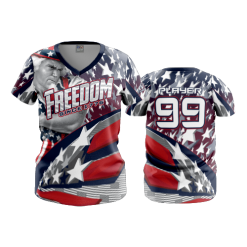 3085 FD Womens V-Neck POP-SLO-FREEDOM-USA
