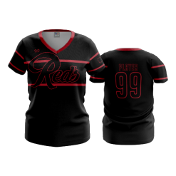 POP SLOW FD Womens V-Neck REDS