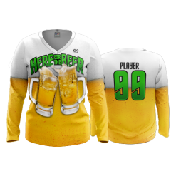2982 FD Womens V-Neck Longsleeve HERE-FOR-THE-BEER
