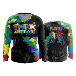 3099 FD Womens V-Neck Longsleeve POP-SLO-THINK-DIFFERENT