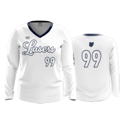 3113 FD Womens V-Neck Longsleeve LASERS-08-WHITEOUT