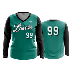 3141 FD Womens V-Neck Longsleeve LASERS-TEAL-1