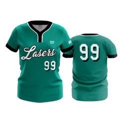 3141 FD WOMENS 2 BUTTON SCOOP NECK CL LASERS-TEAL-1
