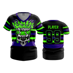 3140 FD Womens V-Neck SAVAGES-1-FLO INK + $5