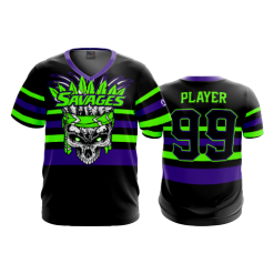3140 FD Sport V-Neck MENS SAVAGES-1-FLO INK + $5