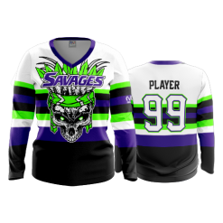 3140 FD Womens V-Neck Longsleeve SAVAGES-2-FLO INK + $5
