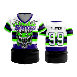 3140 FD Womens V-Neck SAVAGES-2-FLO INK + $5