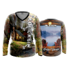 2097 FD Womens V-Neck Longsleeve LOG-CABIN-1