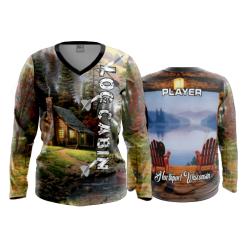 2097 FD Womens V-Neck Longsleeve LOG-CABIN-1