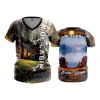 2097 FD Womens V-Neck LOG-CABIN-1