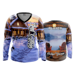 2097 FD Womens V-Neck Longsleeve LOG-CABIN-2