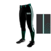3170 FD Girls Fastpitch Pant Black w/ Teal Stars Straight Braid