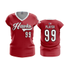 3219 FD Womens V-Neck Capsleeve REDHAWKS-ADDONS