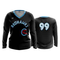 3219 FD Womens V-Neck Longsleeve REDHAWKS-BASEBALL-ALT-2