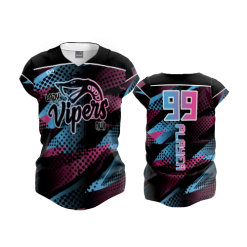 2416 FD Womens Full Button Capsleeve NWI-VIPERS-SNAKE-LOGO-1