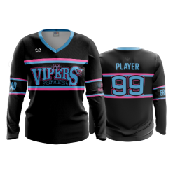 2416 FD Womens V-Neck Longsleeve NWI-VIPERS-TEXT-LOGO-1