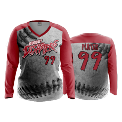3196 FD Womens V-Neck Longsleeve DUGOUT-DISASTERS-1