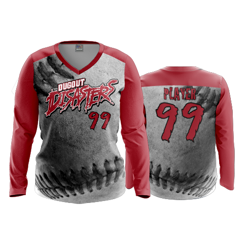 3196 FD Womens V-Neck Longsleeve DUGOUT-DISASTERS-1