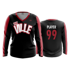 3221 FD Womens V-Neck Longsleeve THE-VILLE-BBALL