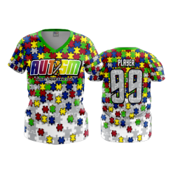 3216 FD Womens V-Neck POP-SLO-AUTISM