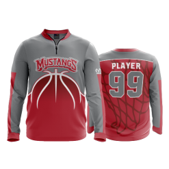 3229 FD Quarter Zip LS - Ribbed Collar WESTFALL-MUSTANGS-BBALL