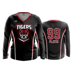 2573 FD Womens V-Neck Longsleeve CENTRAL-OHIO-TIGERS-BLK
