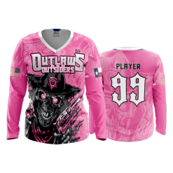 2921 FD Womens V-Neck Longsleeve OUTLAWS-AND-OUTSIDERS-WHITE-PINK-1
