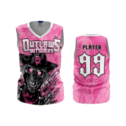 2921 FD Womens V-Neck Sleeveless OUTLAWS-AND-OUTSIDERS-WHITE-PINK-1