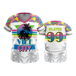 3247 FD Womens V-Neck POP-SLO-VICE-CITY-WHITE