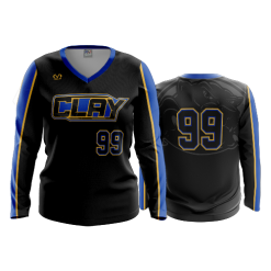 3244 FD Womens V-Neck Longsleeve CLAY-FASTPITCH-1