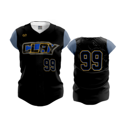 3244 FD Womens Full Button Capsleeve CLAY-FASTPITCH-1