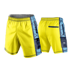 2898 LIGHTWEIGHT MICROFIBER 160gsm SHORT SPIDER-DRAFT-YELLOW-NAVY-COL-1