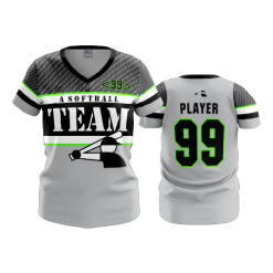 3292 FD Womens V-Neck A-SOFTBALL-TEAM-1-FLO INK + $5